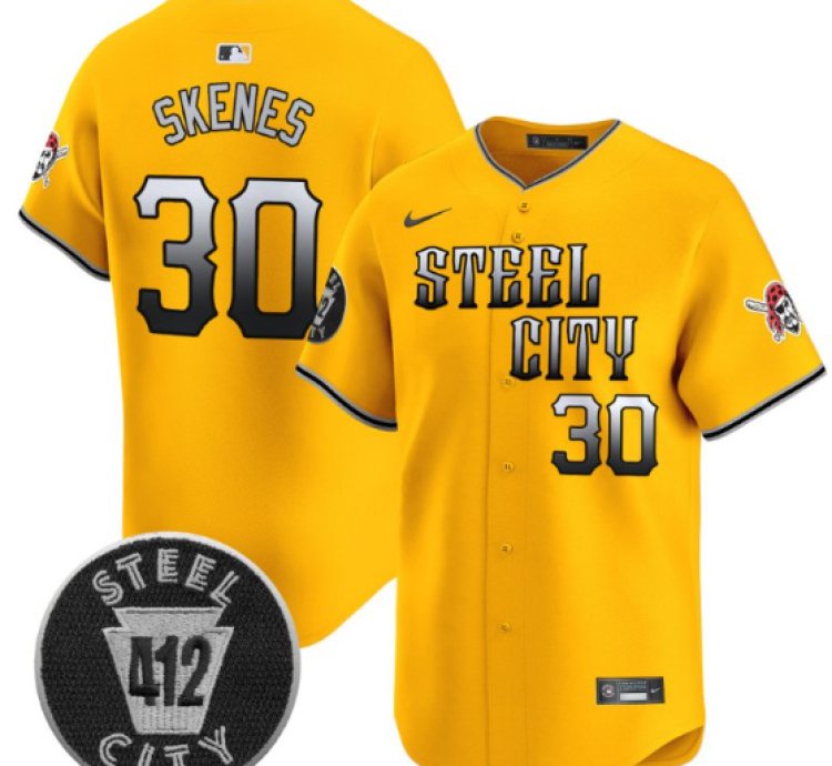 Paul Skenes Jersey 30 Pittsburgh Pirates 412 Patch Vapor Premier Limited V8 Stitched Gold