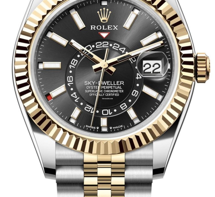 Rolex Sky-dweller 336933 Two-tone Jubilee Bracelet Black Index Stick Dial Dial 42mm