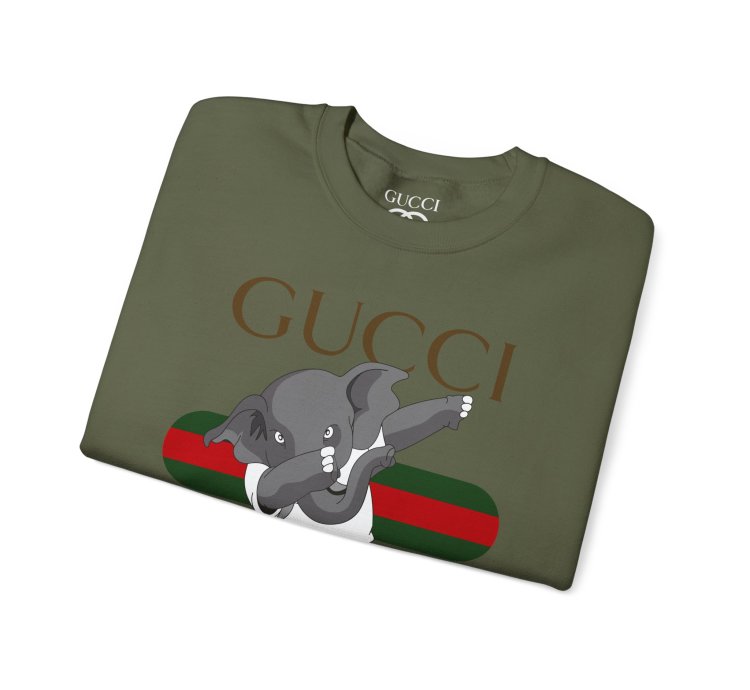 Gucci Elephant Military Green Sweatshirt - Size Usa