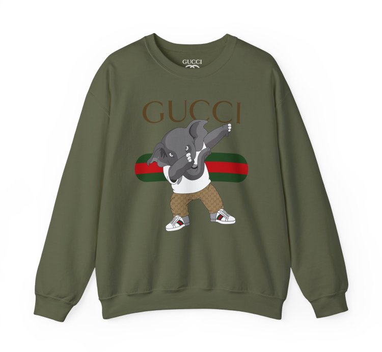 Gucci Elephant Military Green Sweatshirt - Size Usa