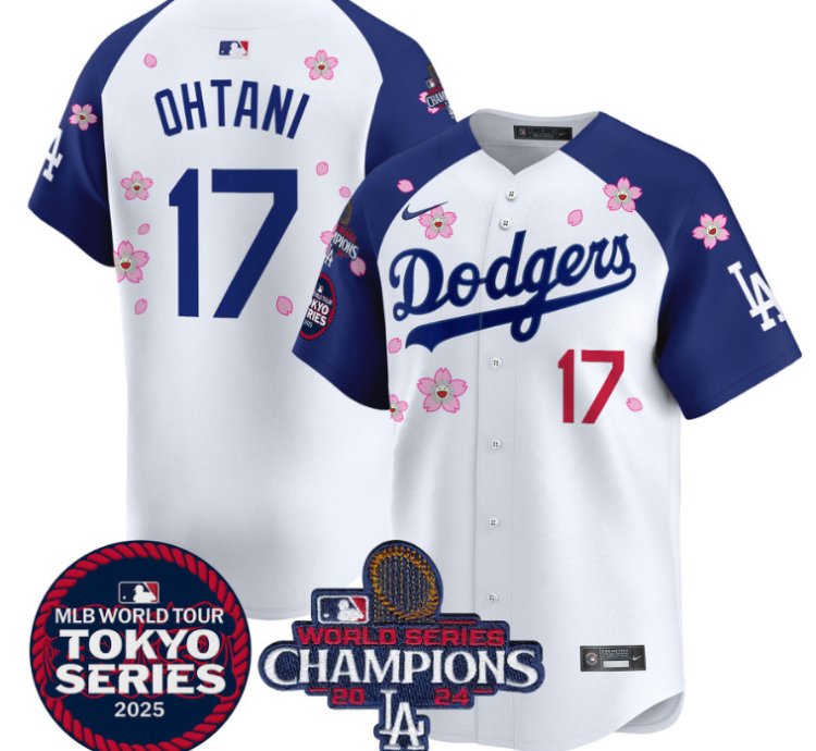 Shohei Ohtani Jersey 17 Dodgers Tokyo Series 2025 World Series Champions Patch Alternate