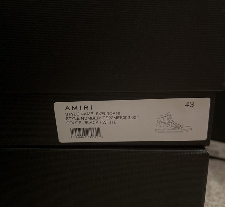 Amiri Skel-hi Black White Sneaker