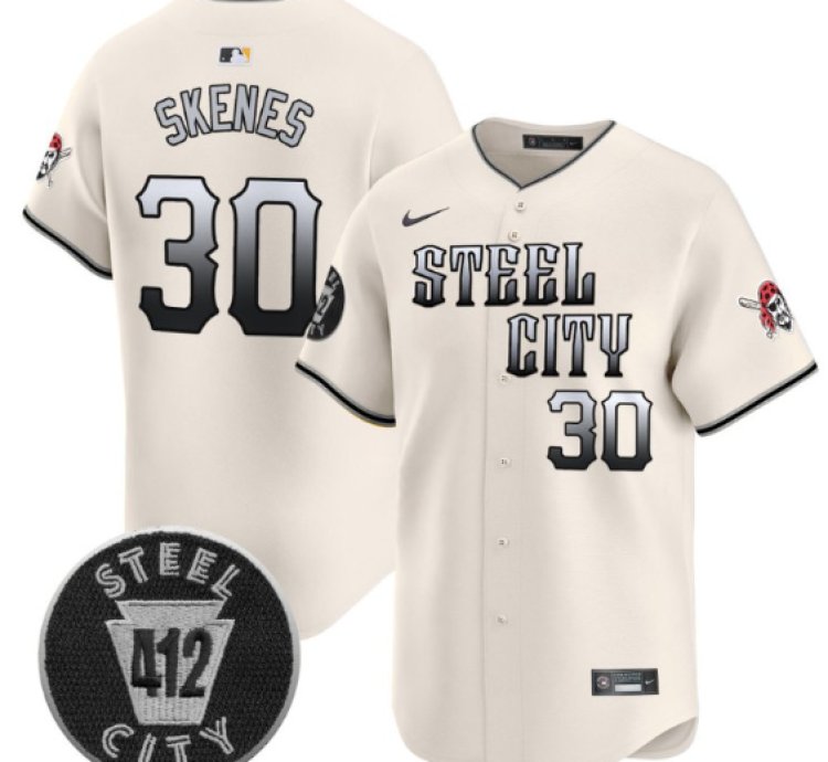 Paul Skenes Jersey 30 Pittsburgh Pirates 412 Patch Vapor Premier Limited V8 Stitched Cream