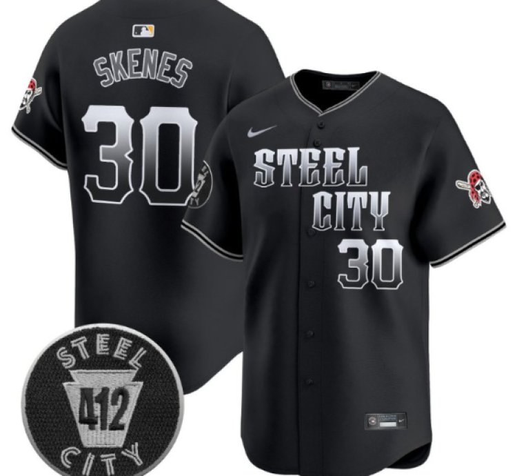 Paul Skenes Jersey 30 Pittsburgh Pirates 412 Patch Vapor Premier Limited V8 Stitched Black