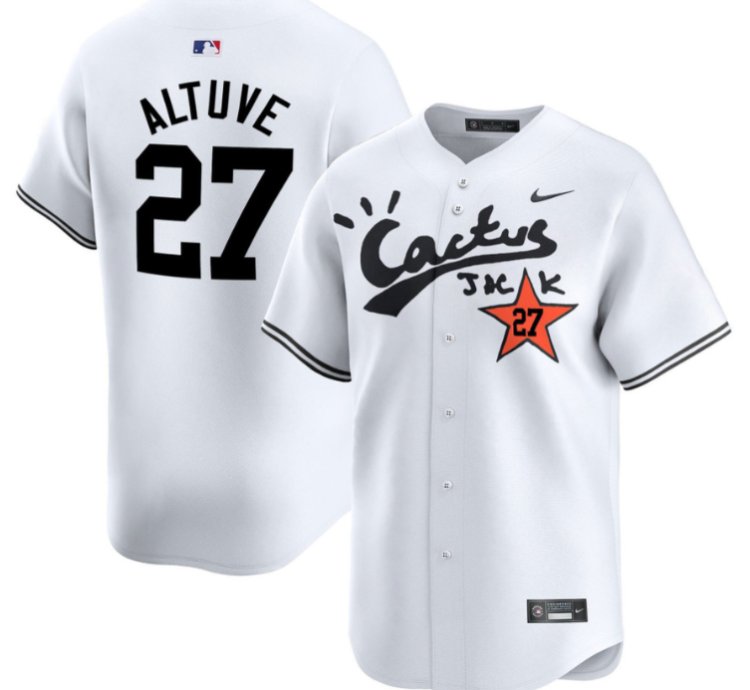 Jose Altuve 27 Houston Astros Cactus Jack White Jersey V2
