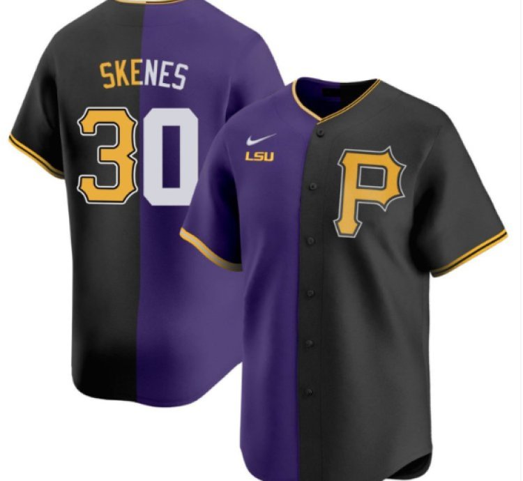 Paul Skenes Jersey 30 Lsu Pittsburgh Pirates Split All Stitched