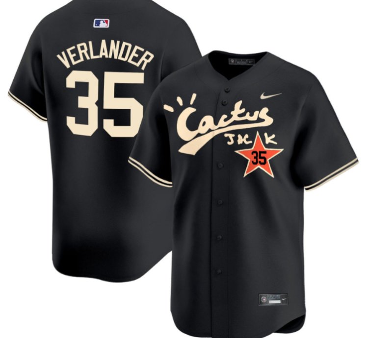 Justin Verlander 35 Houston Astros Cactus Jack Black Jersey V2
