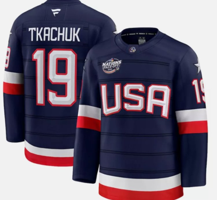 Mens Matthew Tkachuk Jersey 19 Usa Navy 2025 4 Nations Face-off Stitched