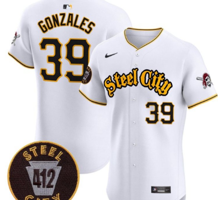 Nick Gonzales Jersey 39 Pittsburgh Pirates 412 Patch White Premier Limited Stitched Flex Base