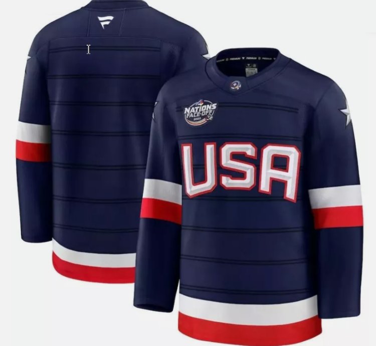 Mens Team Usa Navy 2025 4 Nations Face-off Stitched Jersey