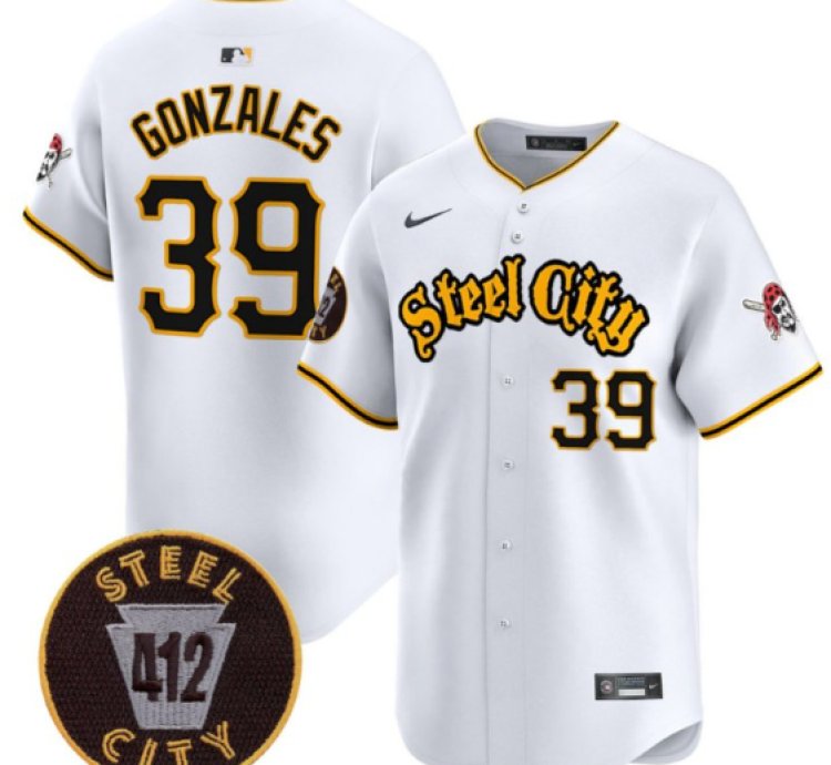 Nick Gonzales Jersey 39 Pittsburgh Pirates 412 Patch White Premier Limited Stitched Coolbase