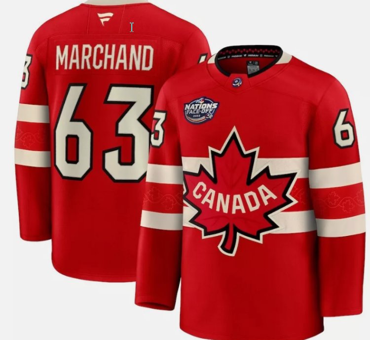 Mens Brad Marchand Jersey 63 Red 2025 4 Nations Face-off Stitched