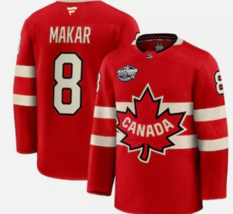 Mens Cale Makar Jersey 8 Red 2025 4 Nations Face-off Stitched