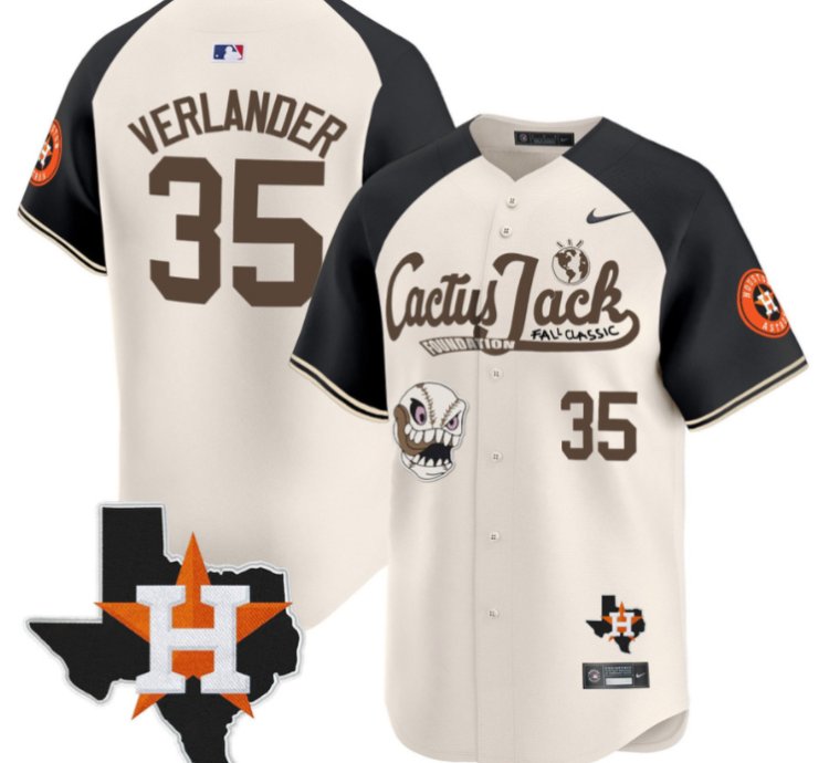 Justin Verlander 35 Houston Astros Cactus Jack Foundation Fall Classic Limited Jersey Cream Alternate