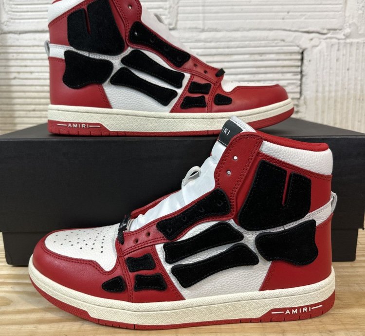 Amiri Skeleton Black Red White High Top Sneaker Sz 42