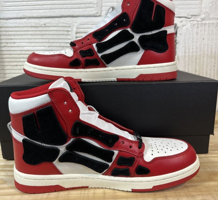 Amiri Skeleton Black Red White High Top Sneaker Sz 42