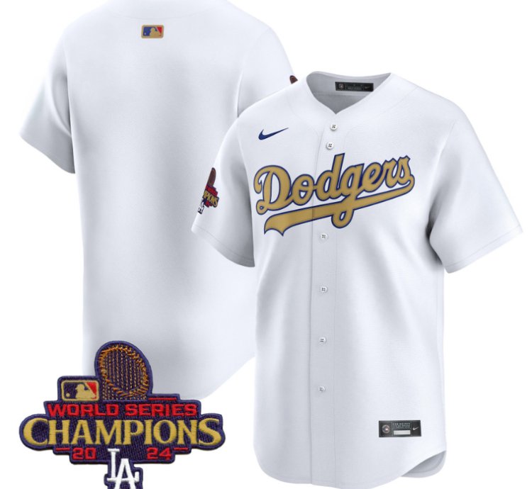 Team Jersey No Name Dodgers 2025 Gold Vapor Premier Limited Stitched White