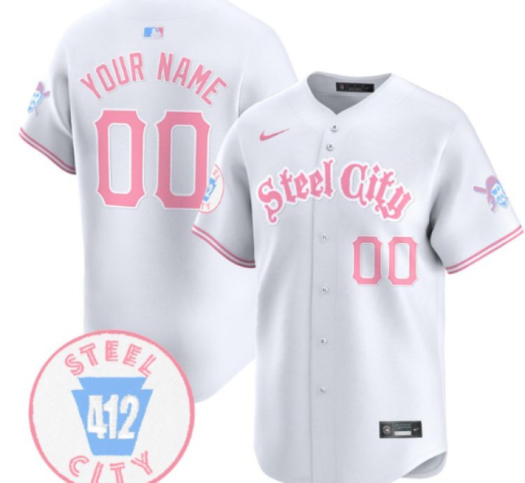 Custom Pittsburgh Pirates Jersey Bubblegum Pink Vapor Premier Limited Stitched White