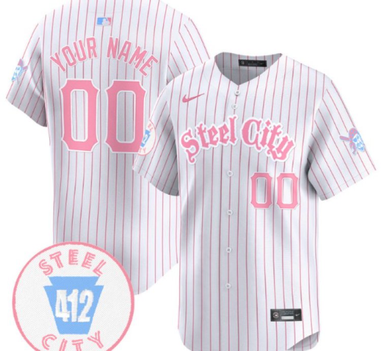 Custom Pittsburgh Pirates Jersey Bubblegum Pink Vapor Premier Limited Stitched Pinstripe