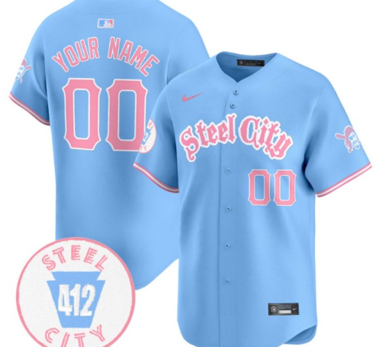 Custom Pittsburgh Pirates Jersey Bubblegum Pink Vapor Premier Limited Stitched Light Blue