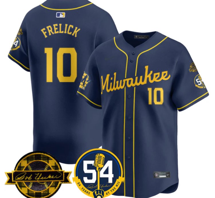 Sal Frelick Jersey 10 Milwaukee Brewers 2025 Bob Uecker 54 Seasons For Brewers Stitched Navy