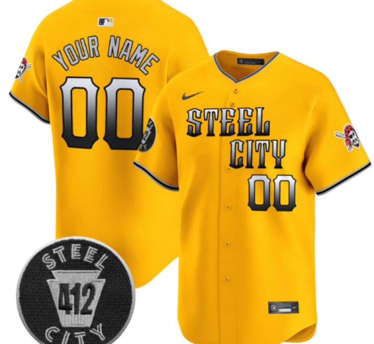 Custom Pittsburgh Pirates Jersey 412 Patch Vapor Premier Limited V8 Stitched Gold