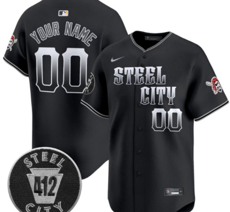 Custom Pittsburgh Pirates Jersey 412 Patch Vapor Premier Limited V8 Stitched Black