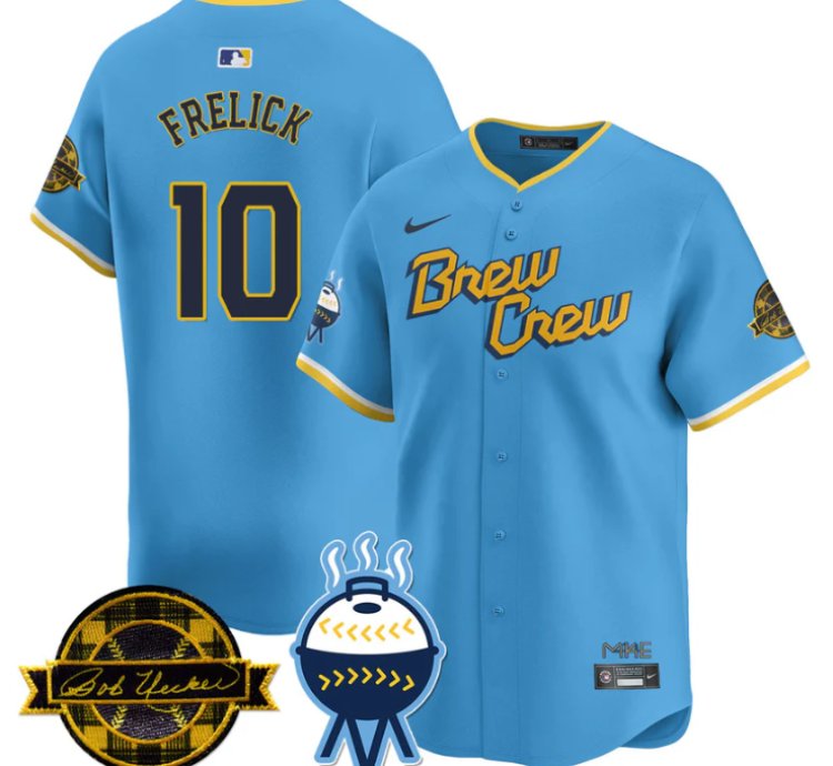 Sal Frelick Jersey 10 Milwaukee Brewers 2025 Limited Bob Uecker Patch Stitched City Connect
