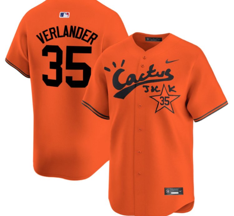 Justin Verlander 35 Houston Astros Cactus Jack Men Jersey - Orange