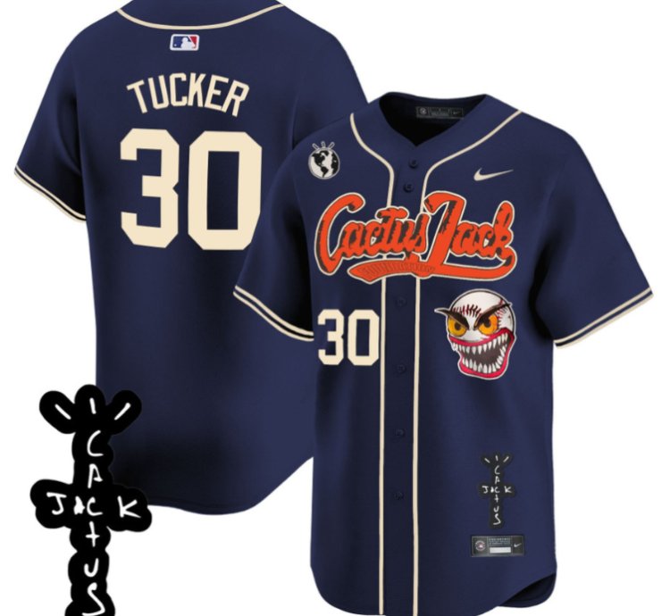 Kyle Tucker 30 Houston Astros Cactus Jack Patch V2 Men Jersey - Navy