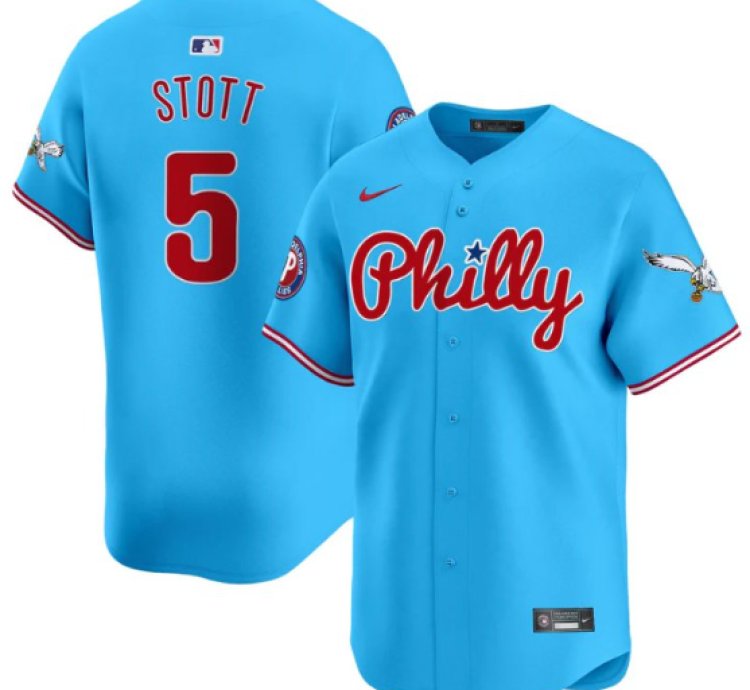 Bryson Stott Jersey 5 Phillies And Eagles Vapor Premier Limited Stitched Light Blue