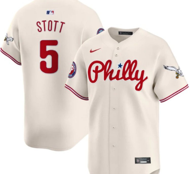 Bryson Stott Jersey 5 Phillies And Eagles Vapor Premier Limited Stitched Cream