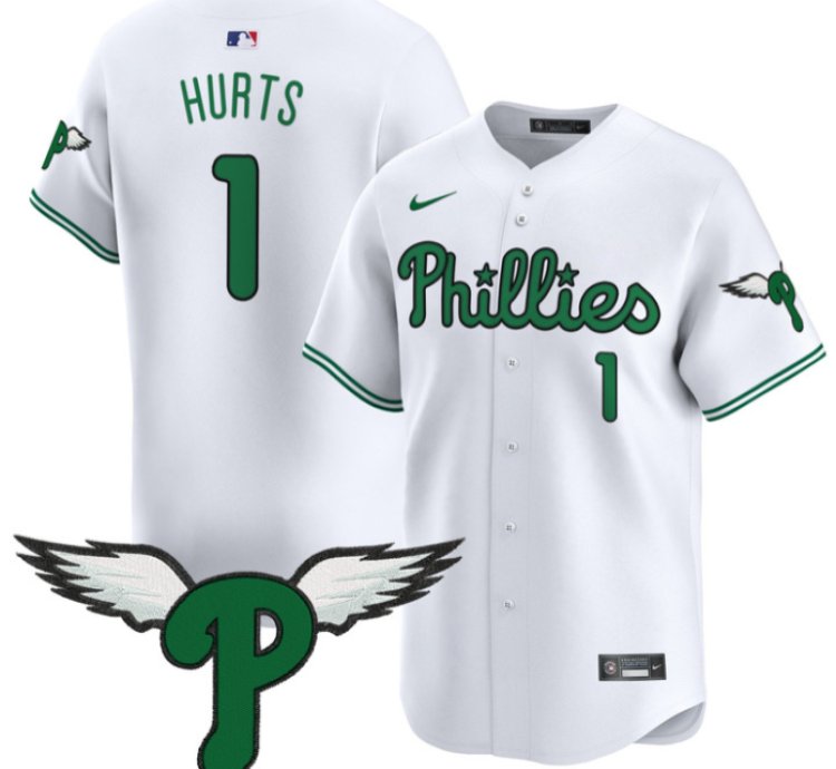 Jalen Hurts Jersey 1 Philadelphia Phillies 2025 Vapor Premier Limited Stitched White