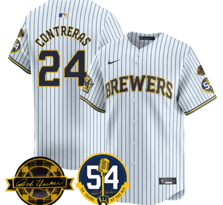 William Contreras Jersey 24 Milwaukee Brewers 2025 Bob Uecker 54 Seasons For Brewers Stitched White