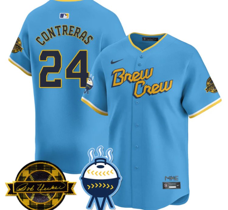 William Contreras Jersey 24 Milwaukee Brewers 2025 Limited Bob Uecker Patch Stitched City Connect