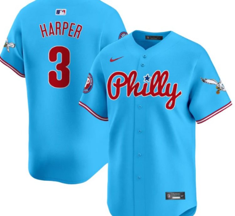Bryce Harper Jersey 3 Phillies And Eagles Vapor Premier Limited Stitched Light Blue