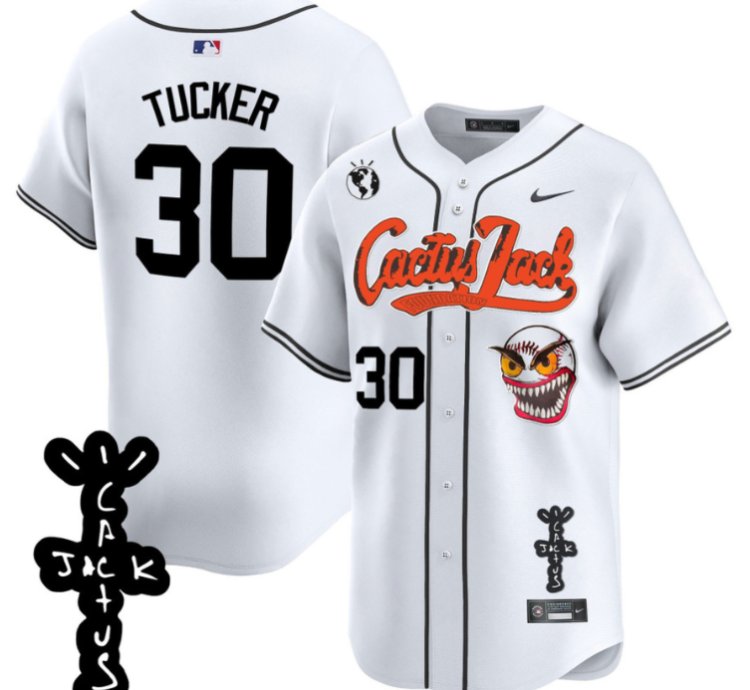 Kyle Tucker 30 Houston Astros Cactus Jack Patch V2 Men Jersey - White