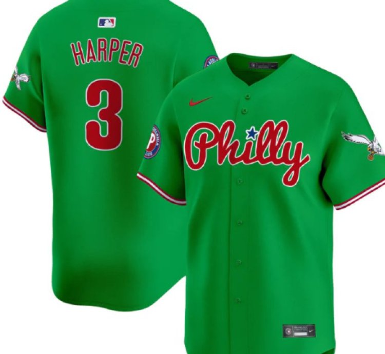 Bryce Harper Jersey 3 Phillies And Eagles Vapor Premier Limited Stitched Green
