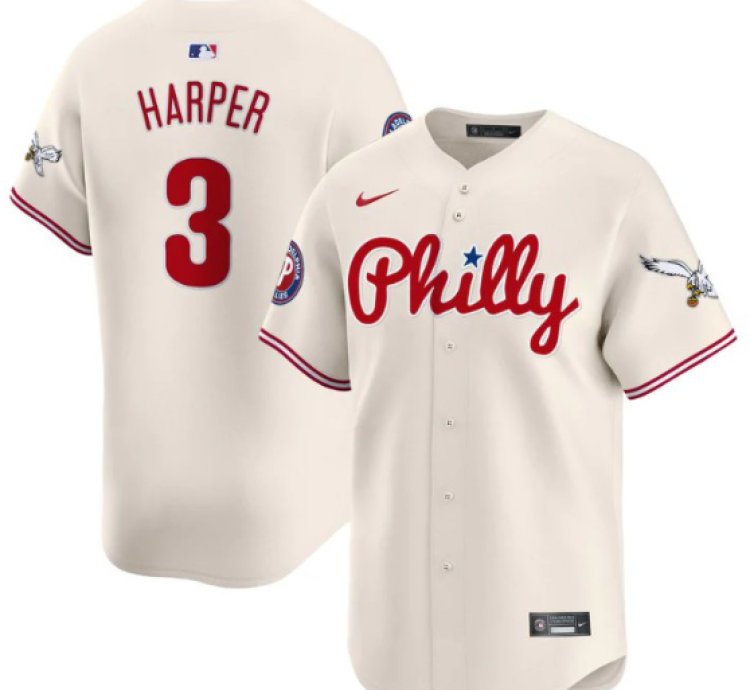 Bryce Harper Jersey 3 Phillies And Eagles Vapor Premier Limited Stitched Cream