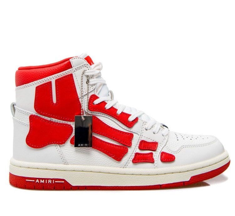 Amiri Skeleton High Top Sneakers White Red