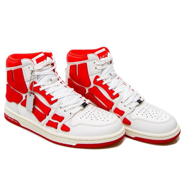 Amiri Skeleton High Top Sneakers White Red