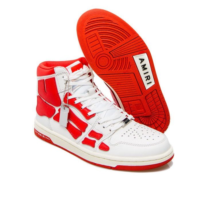 Amiri Skeleton High Top Sneakers White Red