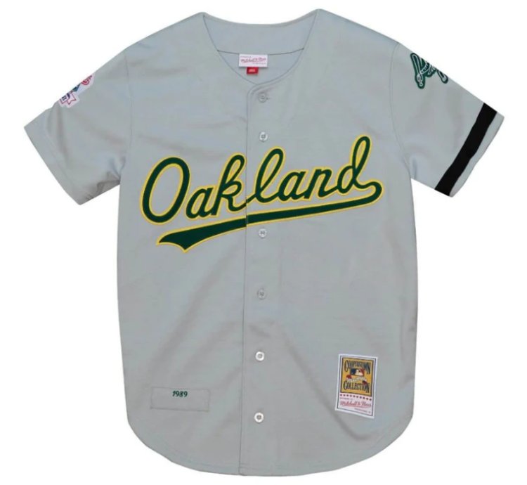 1989 World Series Oakland As Gray Jersey - All Stitched