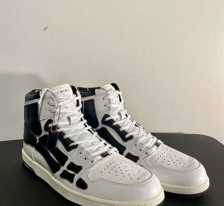 Amiri Skeleton High White Black Leather Sneaker