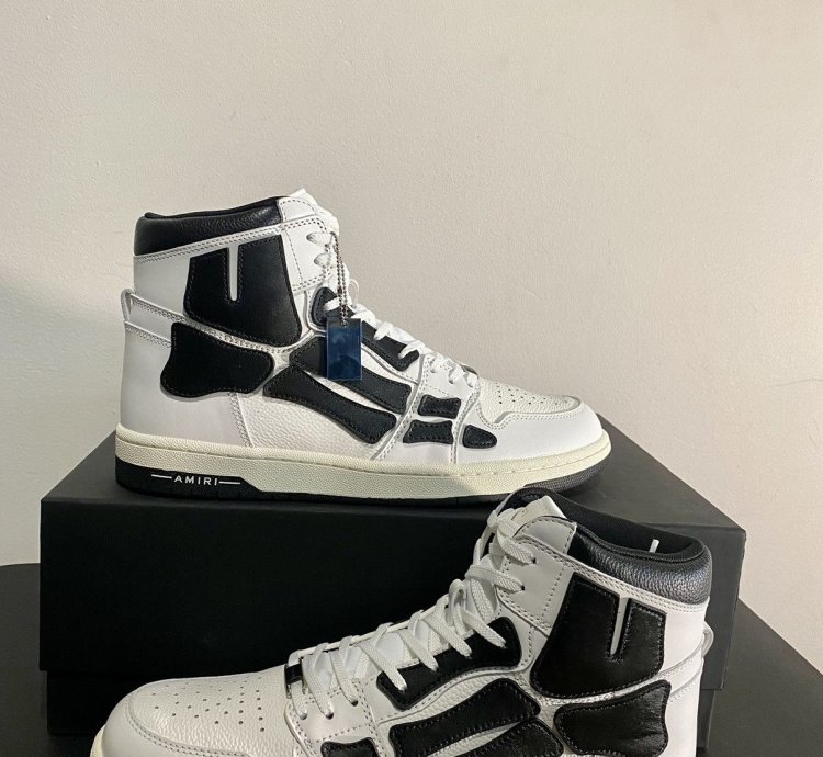 Amiri Skeleton High White Black Leather Sneaker