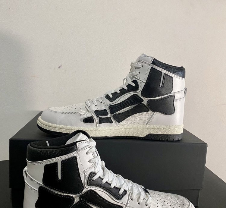 Amiri Skeleton High White Black Leather Sneaker