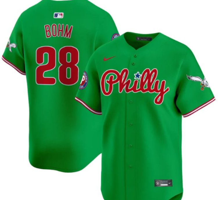 Alec Bohm Jersey 28 Phillies And Eagles Vapor Premier Limited Stitched Green