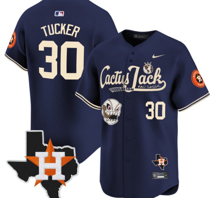 Kyle Tucker 30 Houston Astros Cactus Jack Foundation Fall Classic Limited Jersey Navy