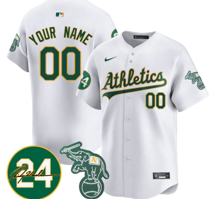 Custom Oakland Athletics Jersey 2025 Rickey Henderson Memorial Stitched White