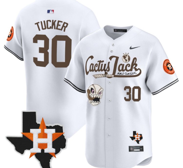 Kyle Tucker 30 Houston Astros Cactus Jack Foundation Fall Classic Limited Jersey White